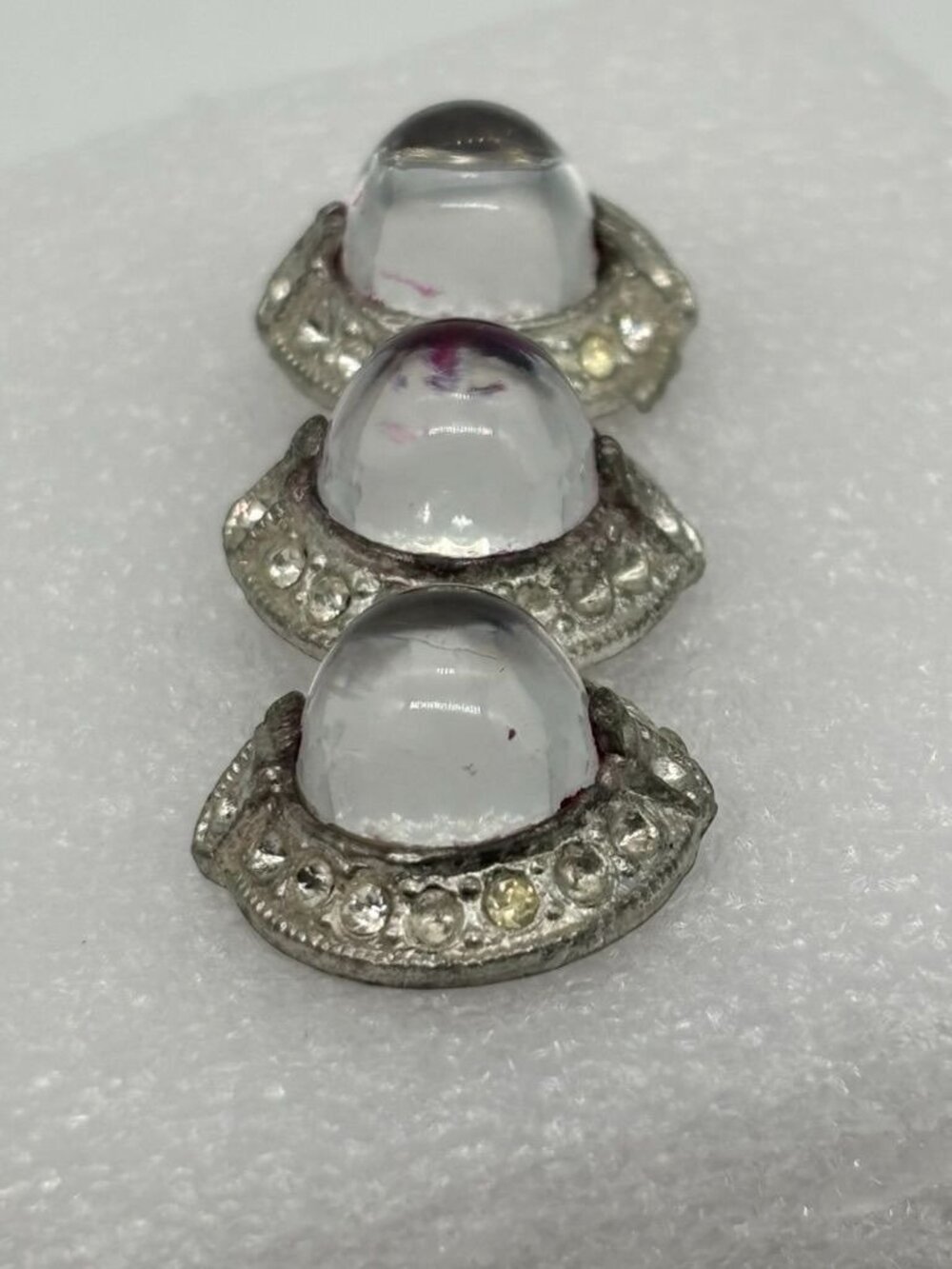 Vintage 1930s Art Deco Carl Art Dress Clip Pot Metal High Dome Unfoiled Cabochon